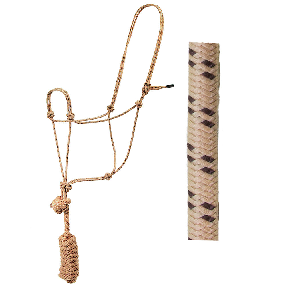 8 Ft Hilason Horse Halter Knotted Basic Poly Rope With Lead Tan