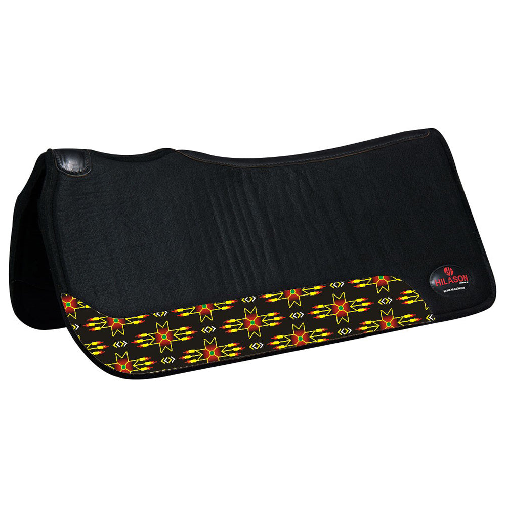 HILASON Western Wool Felt Horse Saddle Pad W/ Distressed Wear Leather | for Horses