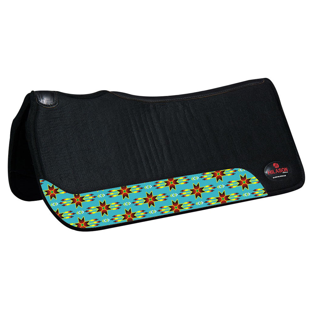 HILASON Western Wool Felt Horse Saddle Pad W/ Distressed Wear Leather | for Horses