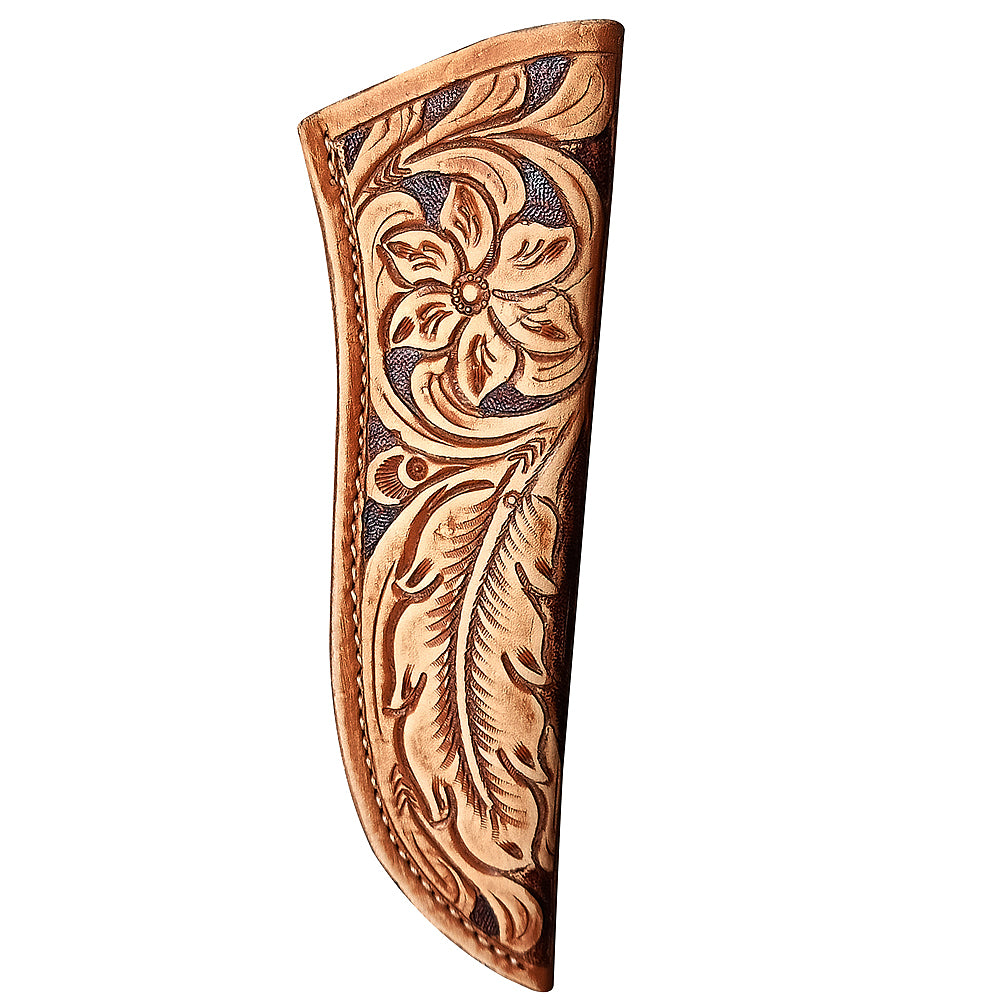 Hilason Western Style Floral Knife Scabbard Sheath Cover Leather Genuine Leather