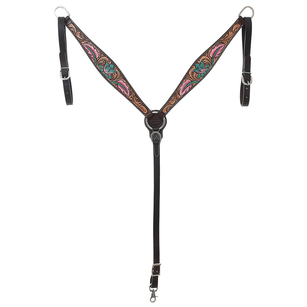 HILASON Western Horse Headstall Breast Collar & Spur Strap Tack Set American Leather Floral Carving | Straps for Horses