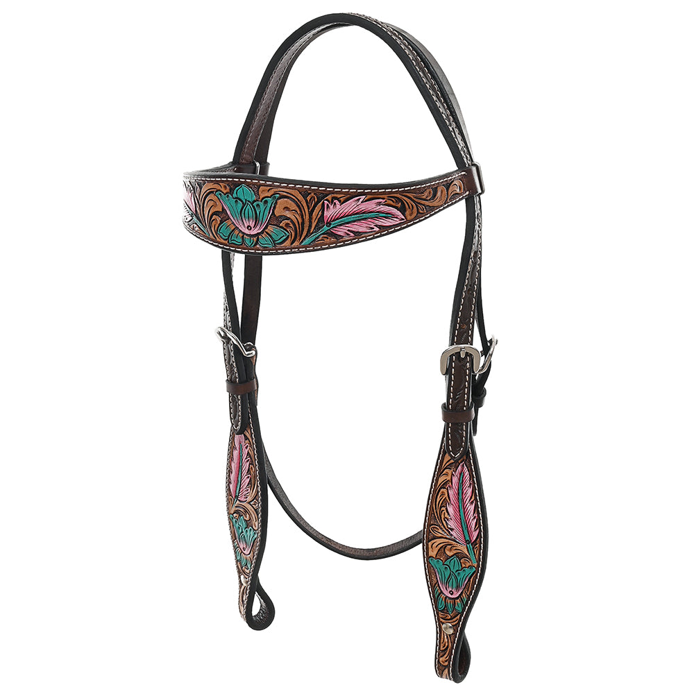 HILASON Western Horse Headstall Breast Collar & Spur Strap Tack Set American Leather Floral Carving | Straps for Horses