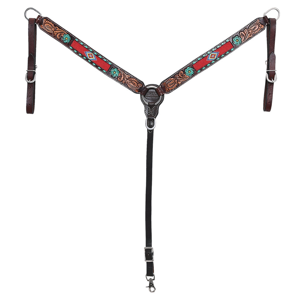 HILASON Western Horse Headstall Breast Collar & Spur Strap Tack Set American Leather Floral Carving | Straps for Horses