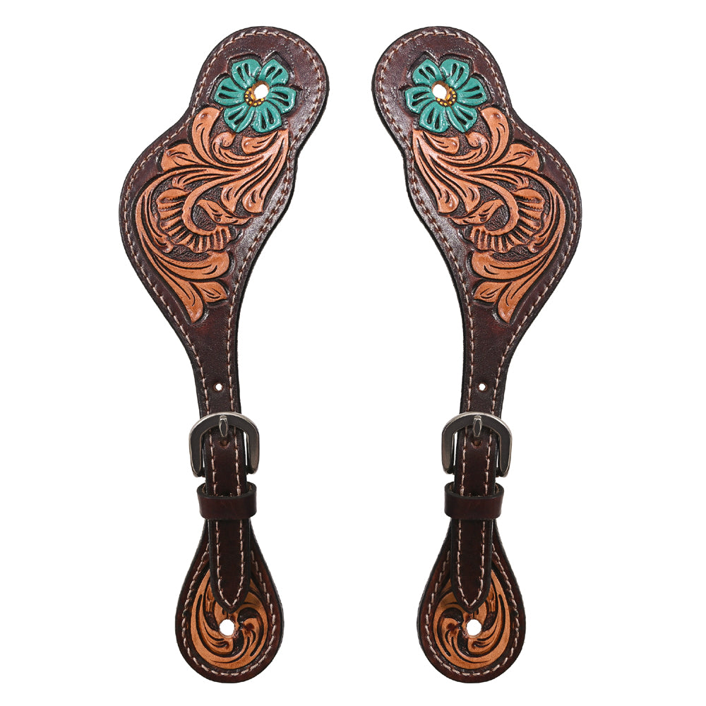 HILASON Hand-Tooled Leather Spur Straps for Men & Women – Western Design, Adjustable Fit