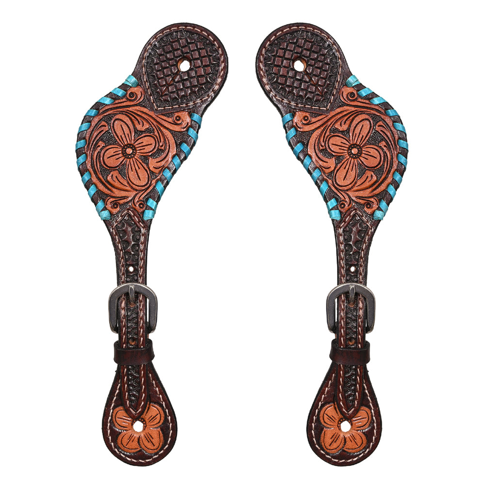 HILASON Hand-Tooled Leather Spur Straps for Men & Women – Western Design, Adjustable Fit