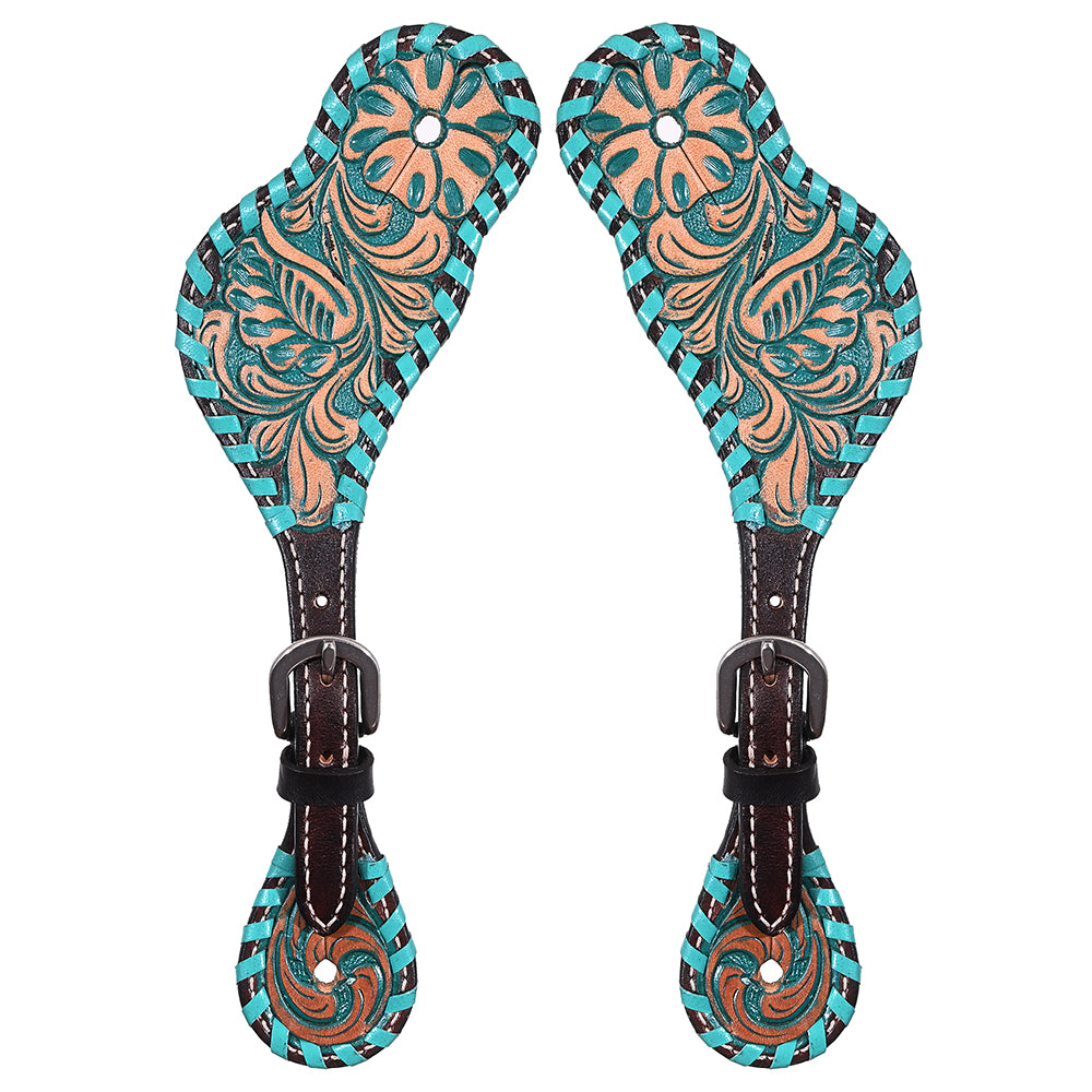 HILASON Hand-Tooled Leather Spur Straps for Men & Women – Western Design, Adjustable Fit