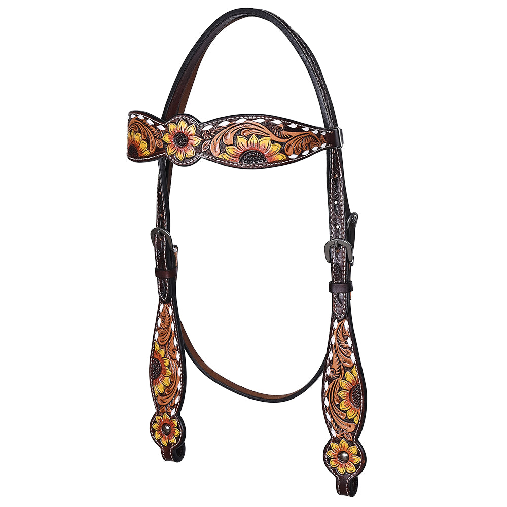 HILASON Western Horse Headstall Breast Collar & Spur Strap Tack Set American Leather Floral Carving | Straps for Horses