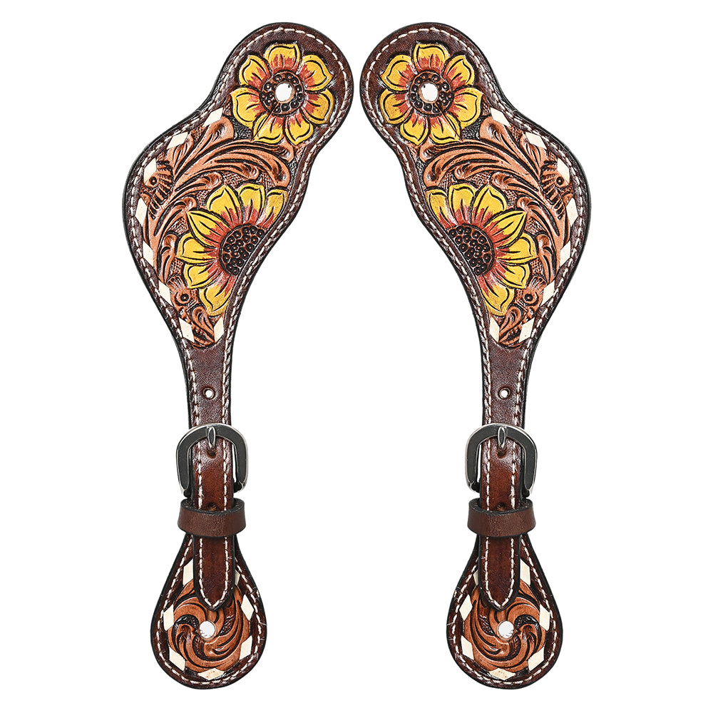 HILASON Hand-Tooled Leather Spur Straps for Men & Women – Western Design, Adjustable Fit