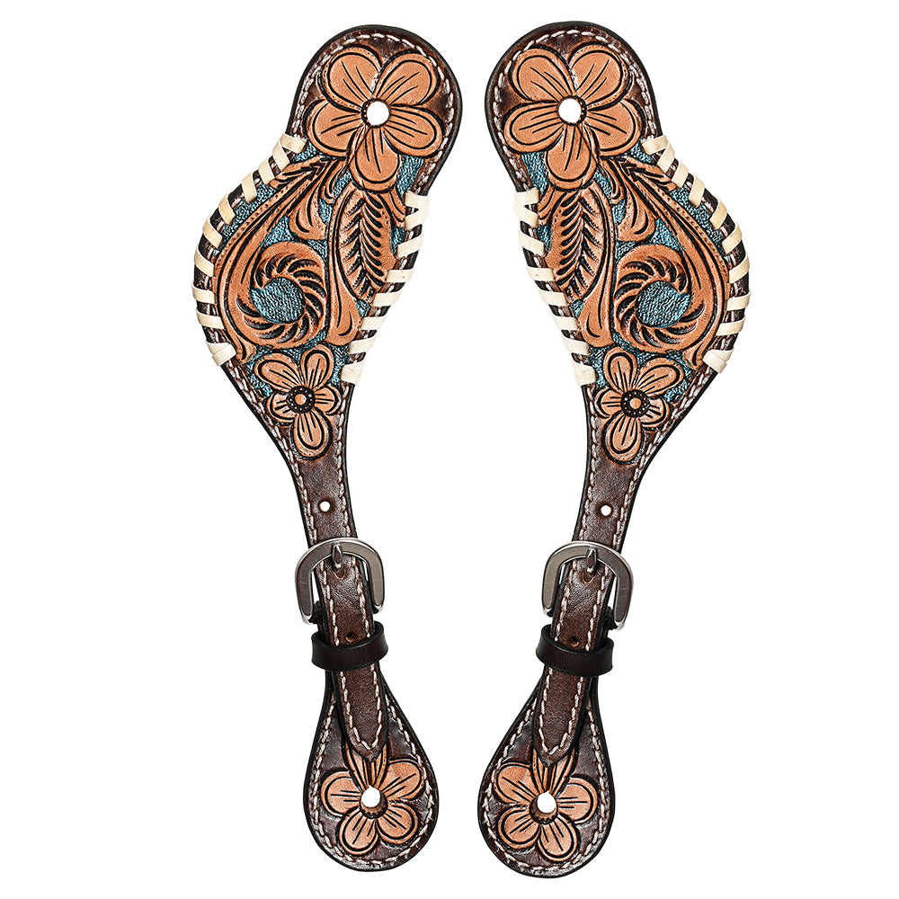 HILASON Hand-Tooled Leather Spur Straps for Men & Women – Western Design, Adjustable Fit
