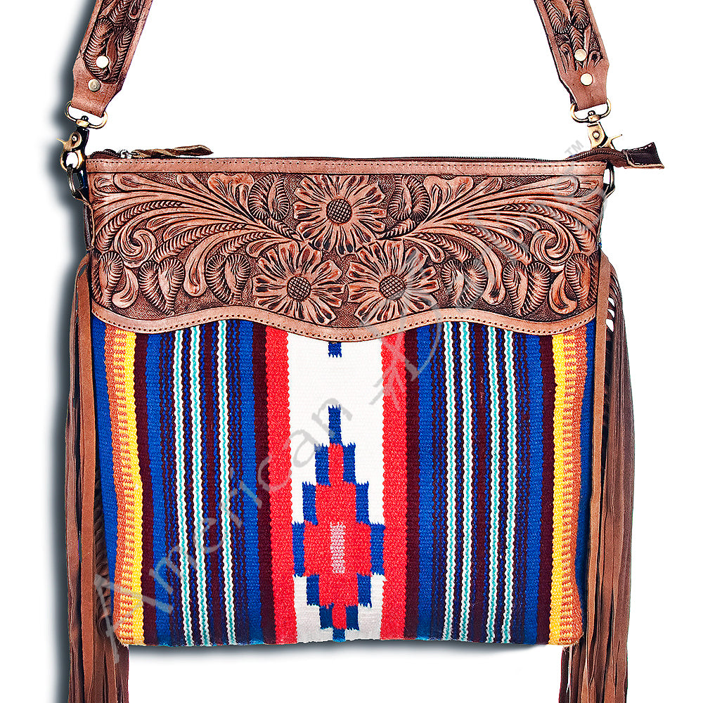 American Darling Cross Body Hand Tooled Saddle Blanket Genuine Leather Western Women Bag Handbag Purse | Crossbody for Cute