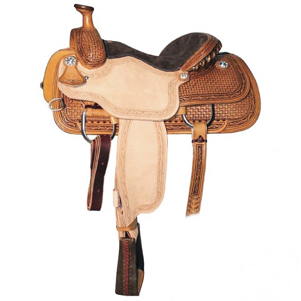15 In Briscoe Roper Leather Horse Saddle Suede Hand Tooled By Circle Y