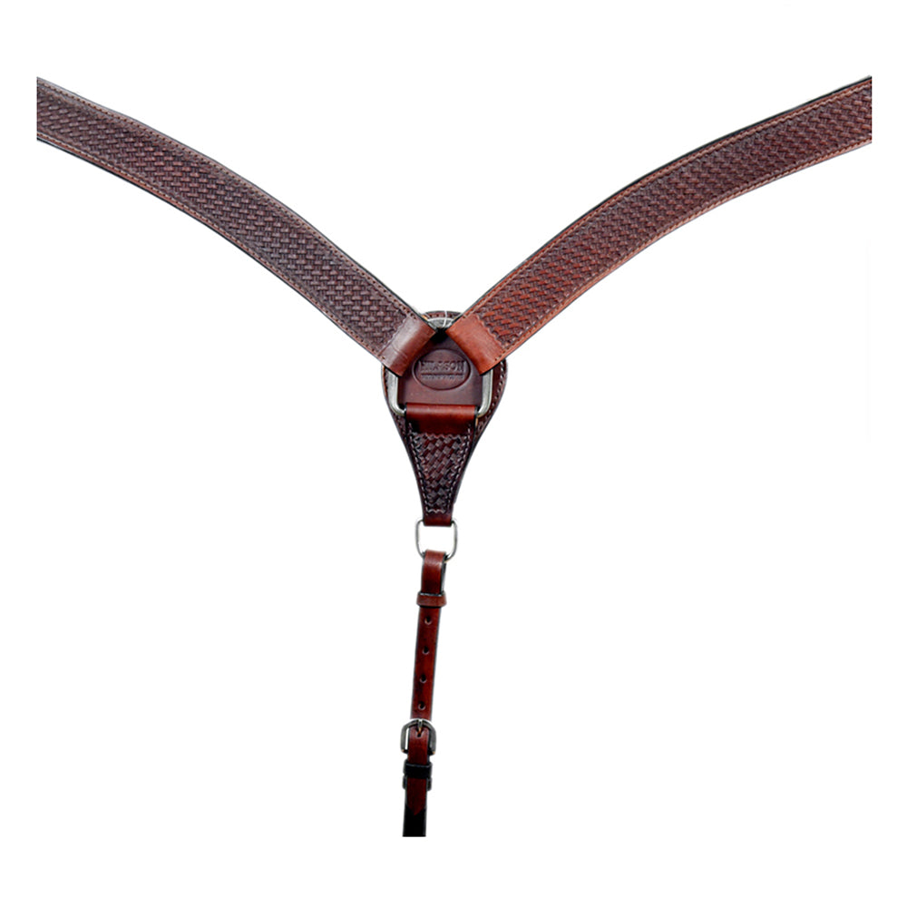 HILASON Western Horse Leather Headstall & Breast Collar Set Basket Chocolate