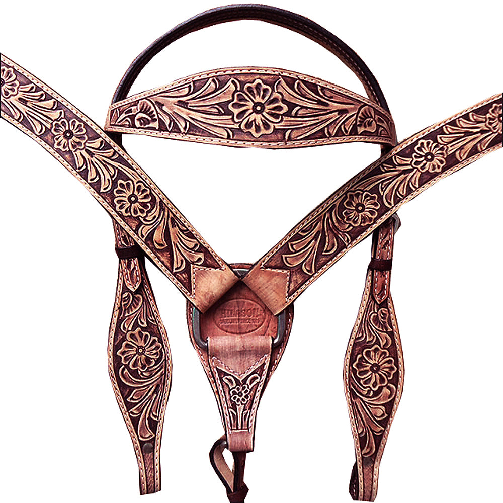 HILASON Western Horse Headstall Breast Collar Set Tack Genuine American Leather | For Horses Headstalls