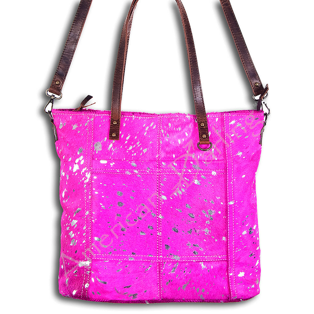 American Darling Hair-on Cowhide Tote Bag – Genuine Leather Western Handbag Adjustable Strap