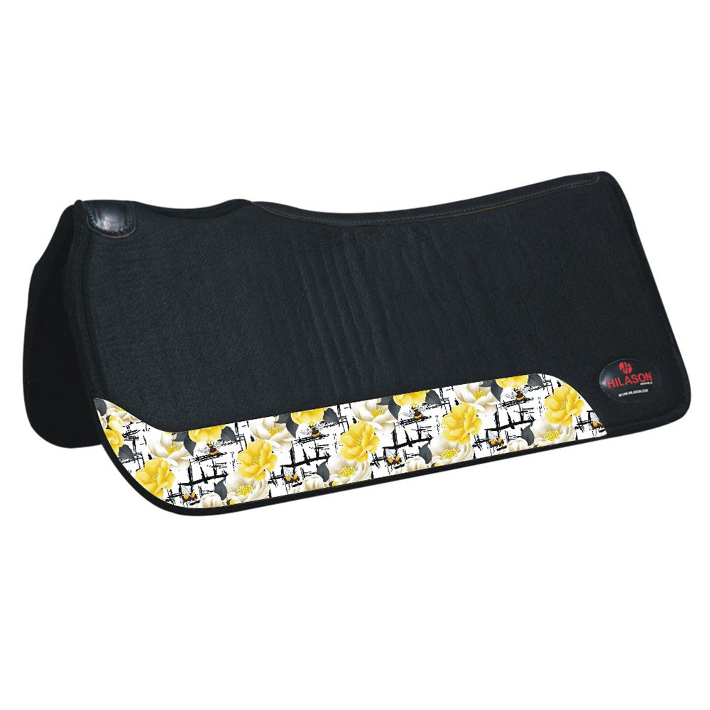 HILASON Western Wool Felt Horse Saddle Pad W/ Distressed Wear Leather | for Horses