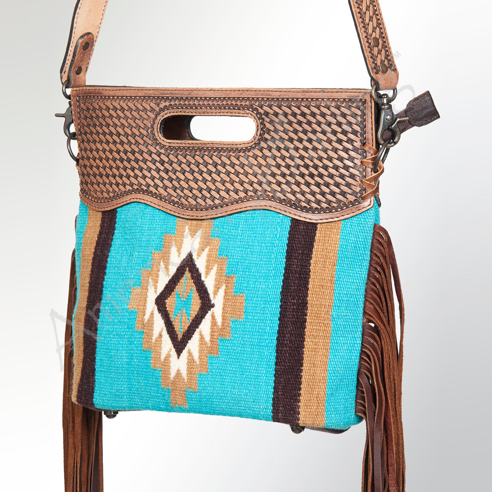 American Darling Women's Clutch Saddle Blanket Hand Tooled Genuine Leather Handbag and Ladies Purse