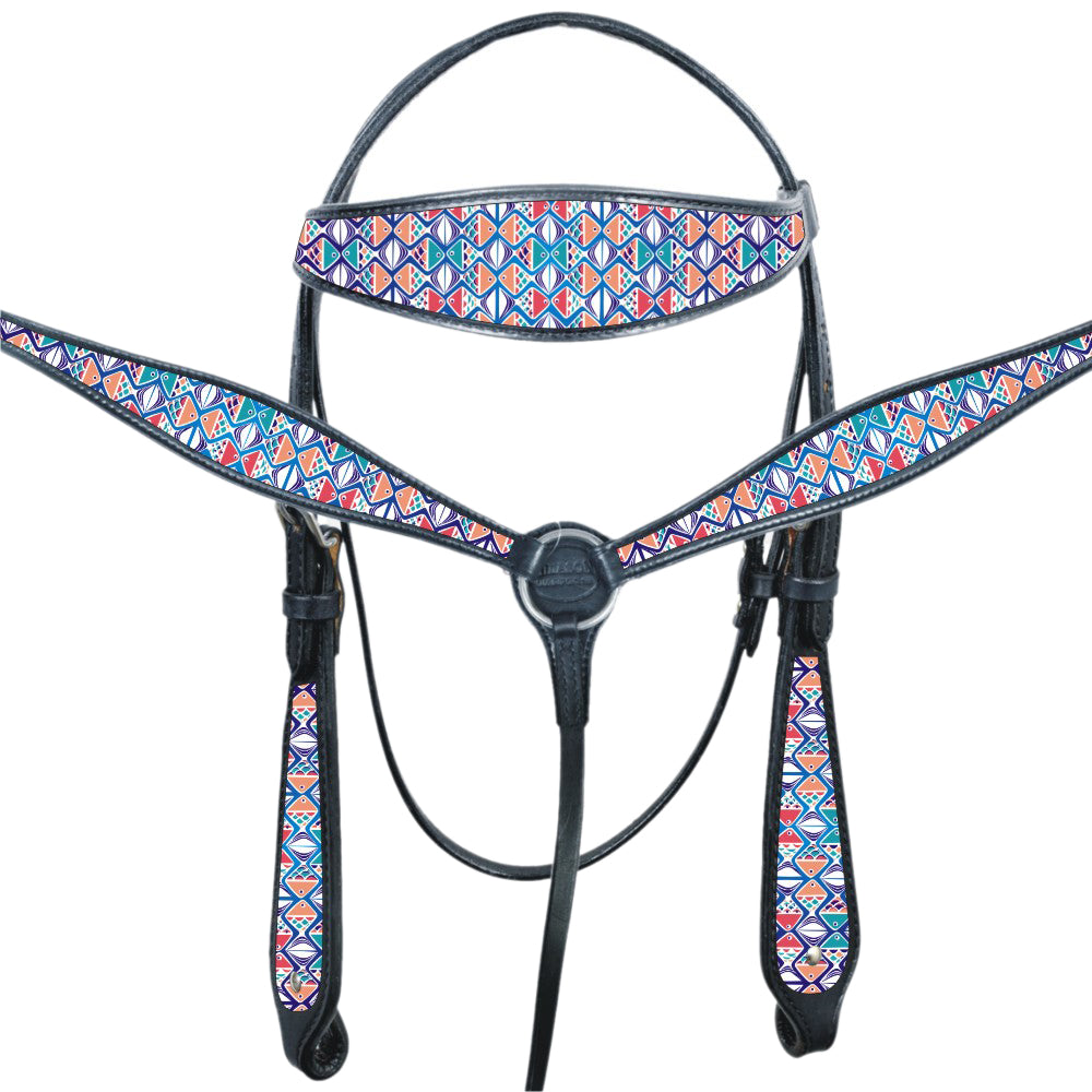 HILASON Western Horse Headstall Breast Collar Set American Leather | Tack for Horses