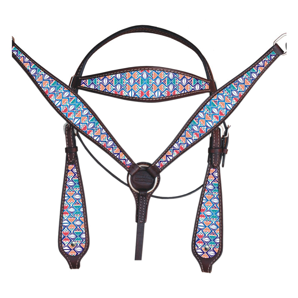 HILASON Western Horse Headstall Breast Collar Set Tack American Leather | for Horses