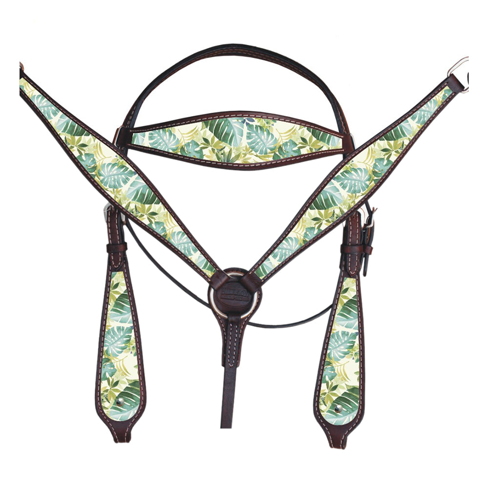 HILASON Western Horse Headstall Breast Collar Set Tack American Leather | for Horses