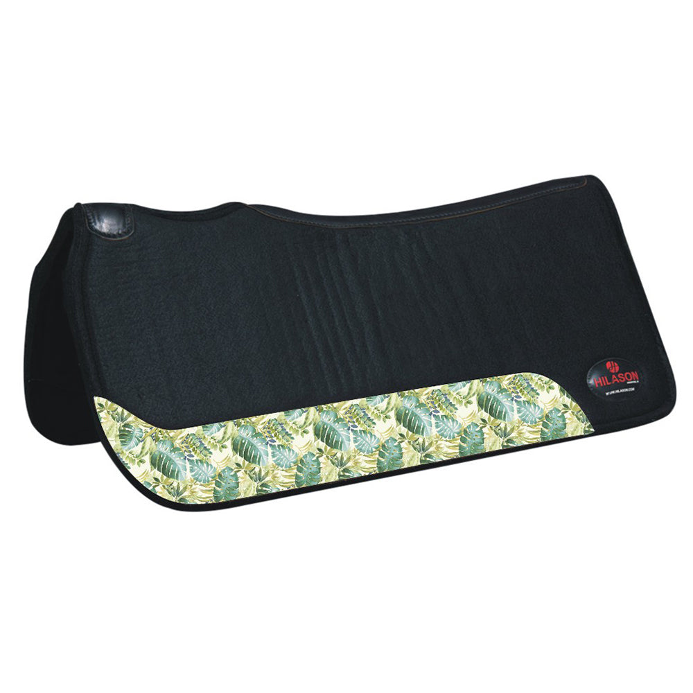 HILASON Western Wool Felt Horse Saddle Pad W/ Distressed Wear Leather | for Horses