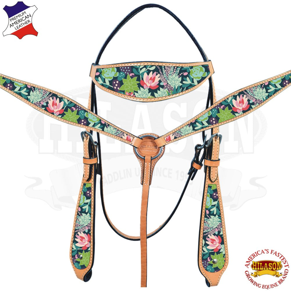 Western Horse Headstall Breast Collar Set American Leather Hilason