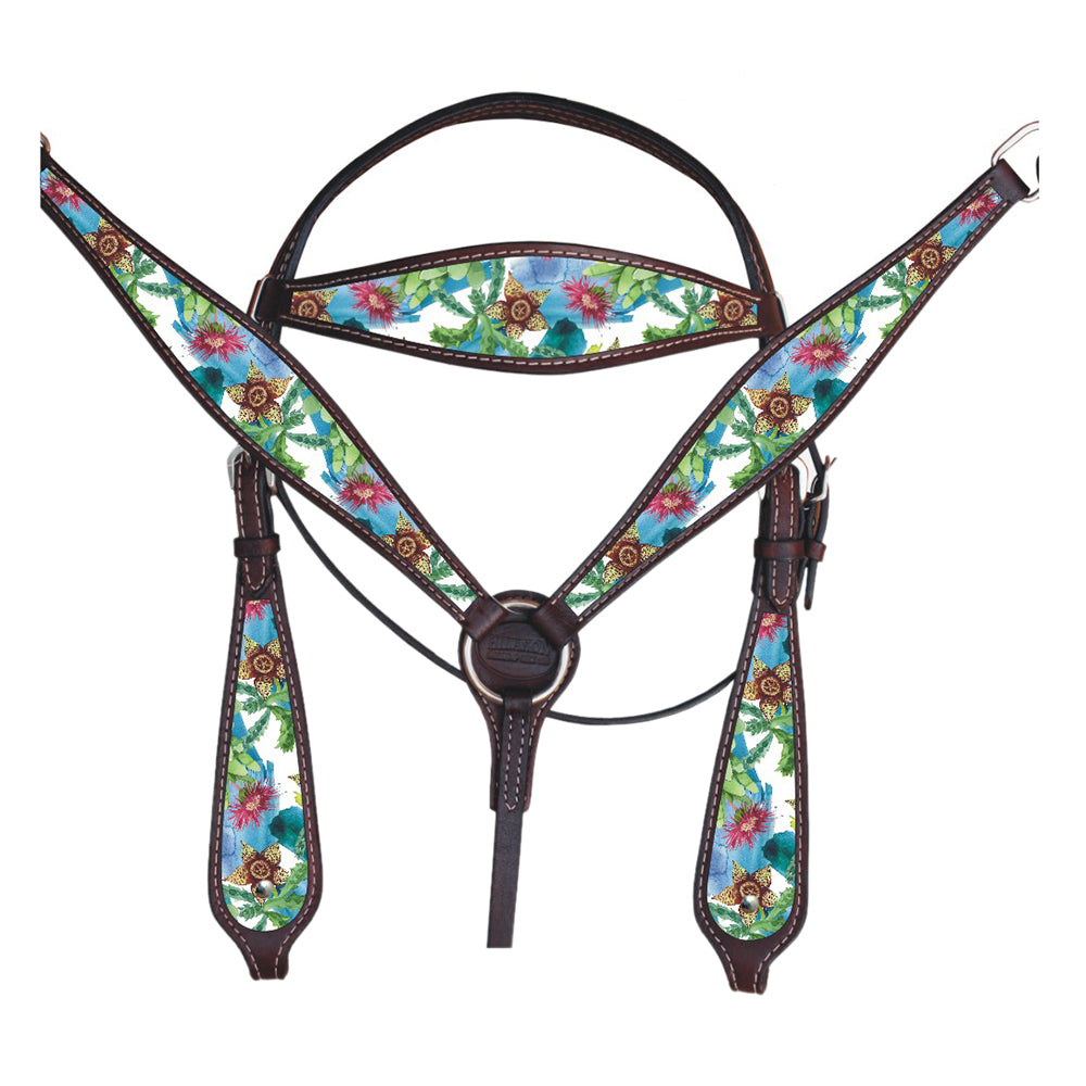 HILASON Western Horse Headstall Breast Collar Set American Leather | Tack for Horses