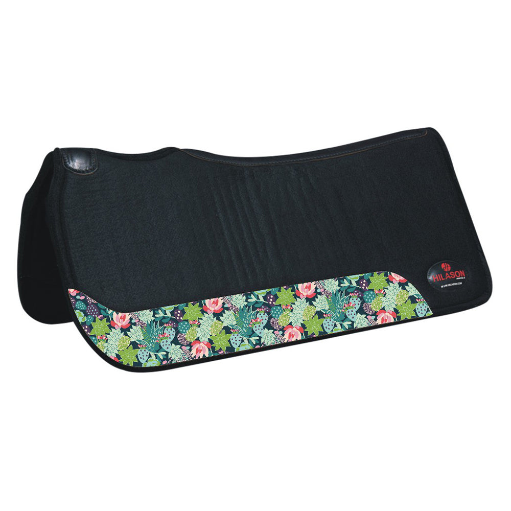 HILASON Western Wool Felt Horse Saddle Pad W/ Distressed Wear Leather | for Horses