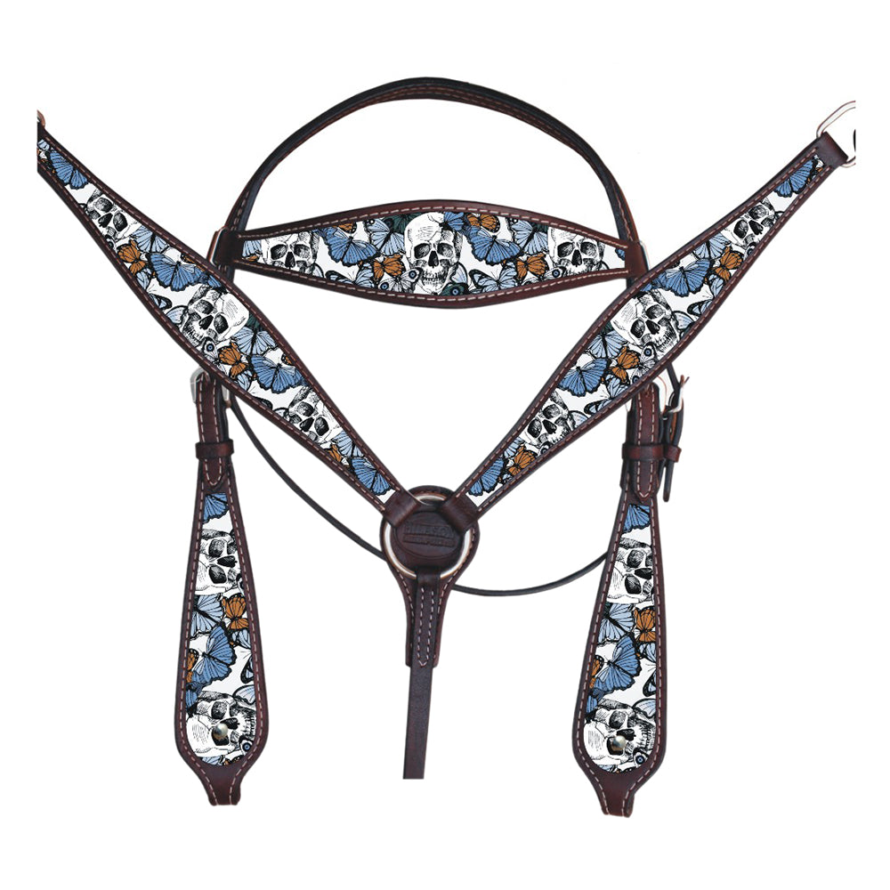 HILASON Western Horse Headstall Breast Collar Set Tack American Leather | for Horses