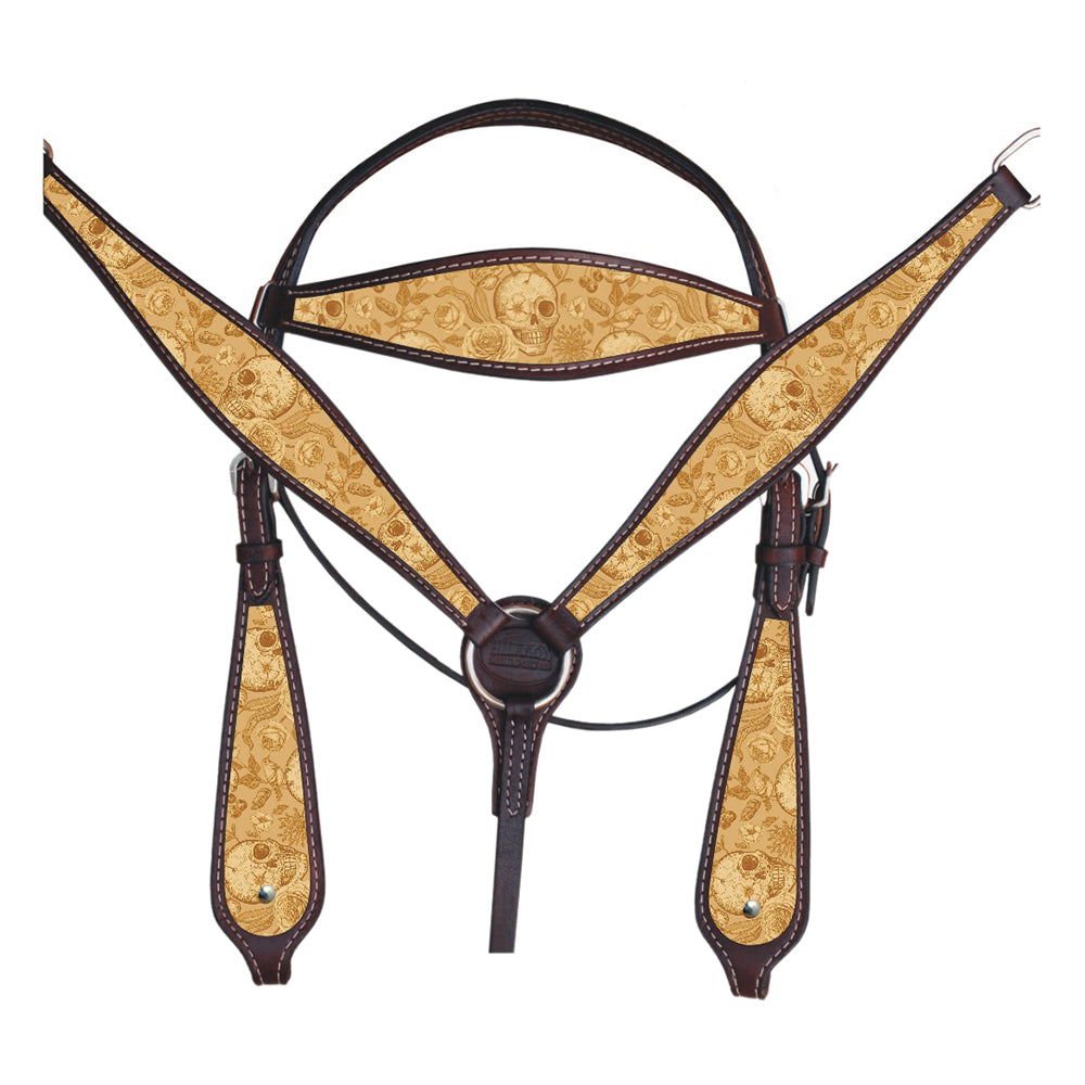 HILASON Western Horse Headstall Breast Collar Set Tack American Leather | for Horses