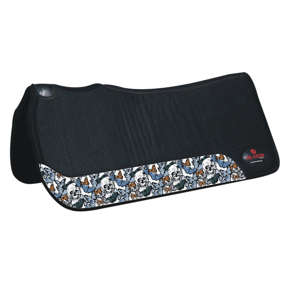 HILASON Western Wool Felt Horse Saddle Pad W/ Distressed Wear Leather | for Horses