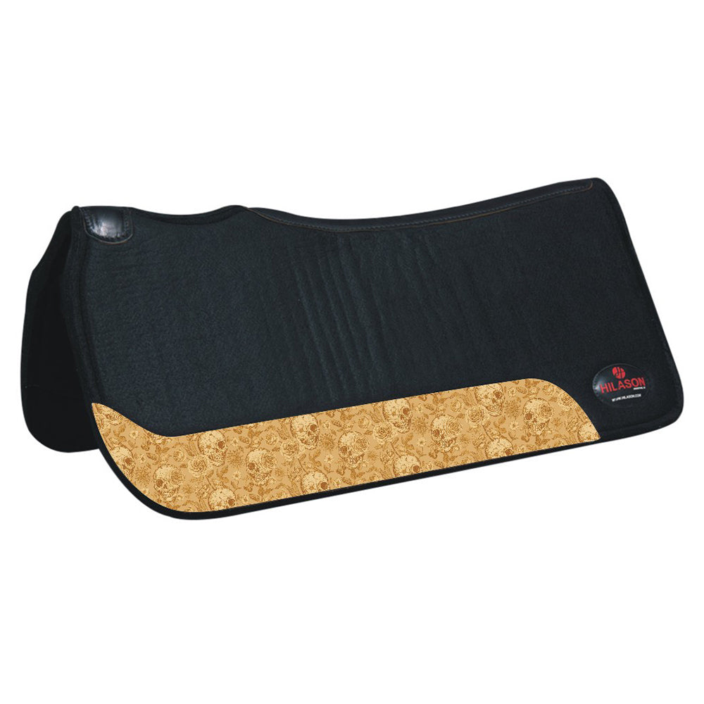 HILASON Western Wool Felt Horse Saddle Pad W/ Distressed Wear Leather | for Horses