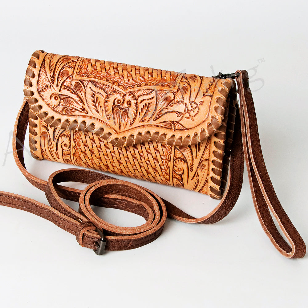 American Darling Clutch Hand Tooled Leather Western Women Bag Handbag Purse Travel Bags College 13in (H) X 18in (W) 5in (D)
