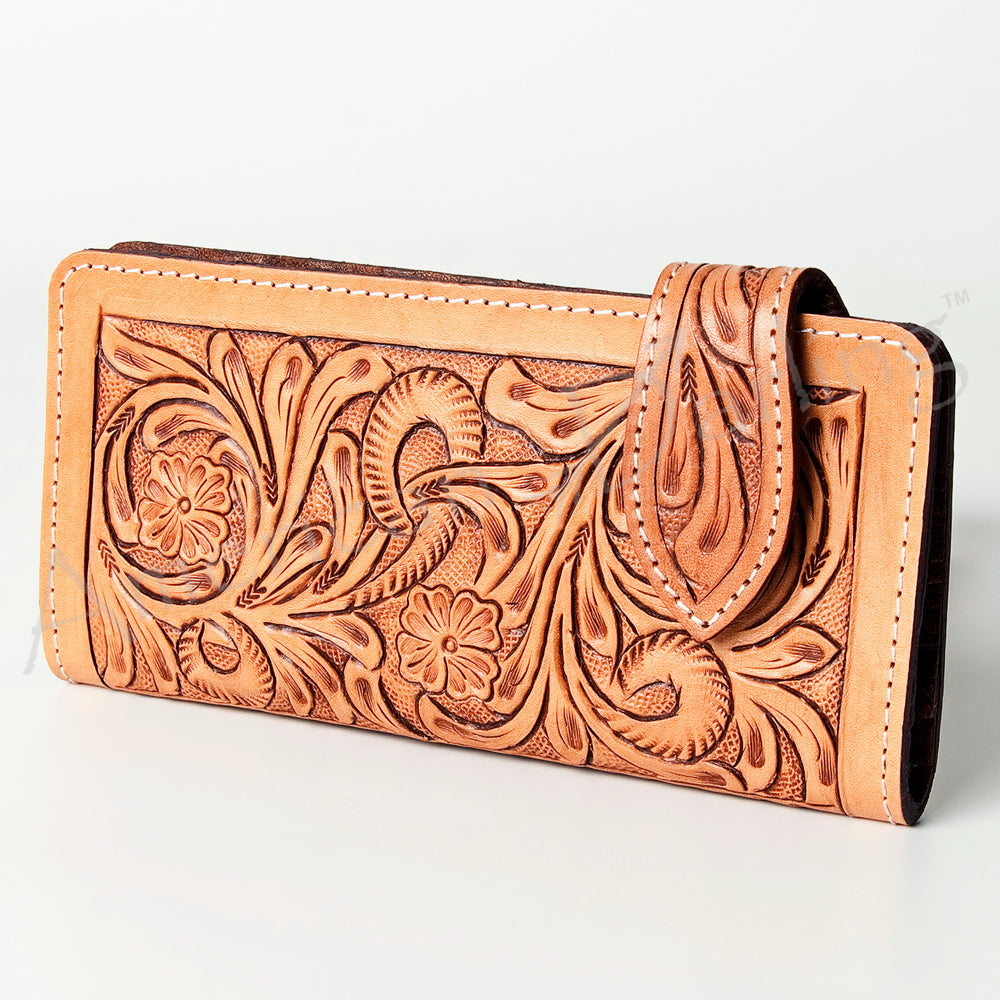American Darling Wallet Hand tooled Leather Western Women Bag Handbag Purse Travel College 14in (H) X 18in (W) 5in (D)