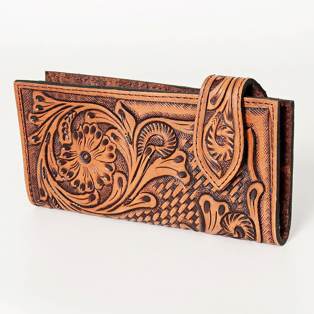 American Darling Wallet Hand tooled Leather Western Women Bag Handbag Purse Travel College 10in (H) X 16in (W) 4in (D)