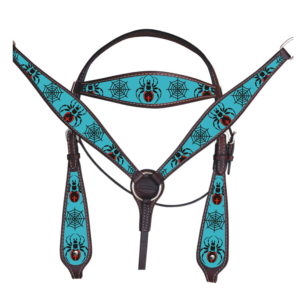 HILASON Western Horse Headstall Breast Collar Set American Leather | Tack for Horses
