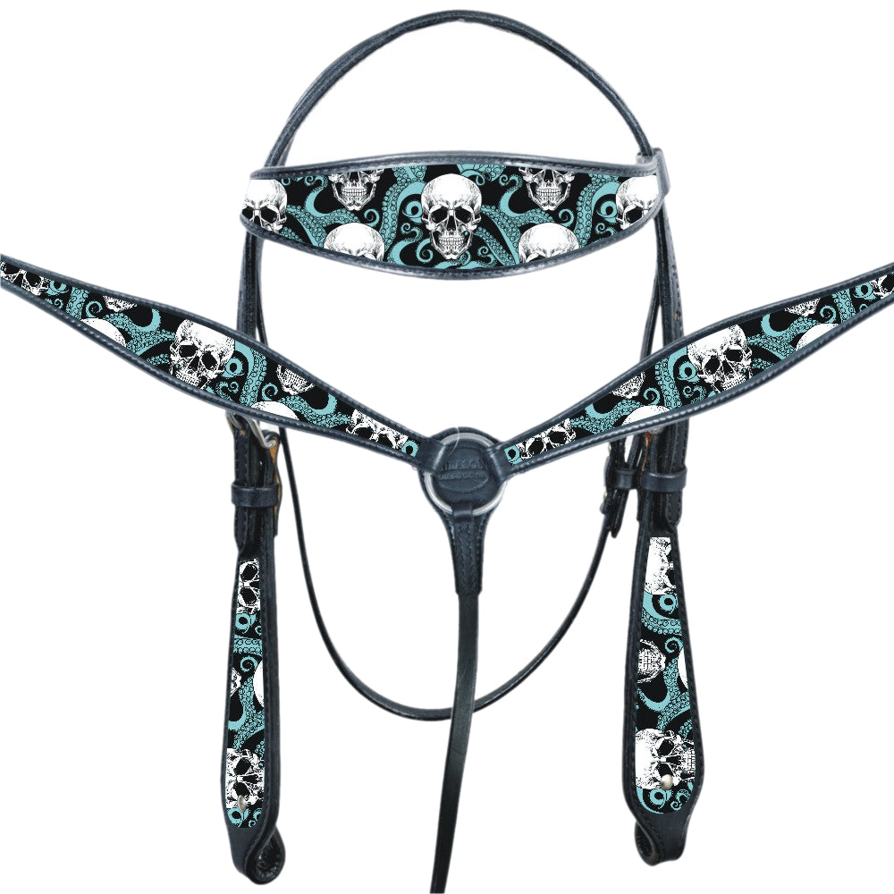 HILASON Western Horse Headstall Breast Collar Set American Leather | Tack for Horses