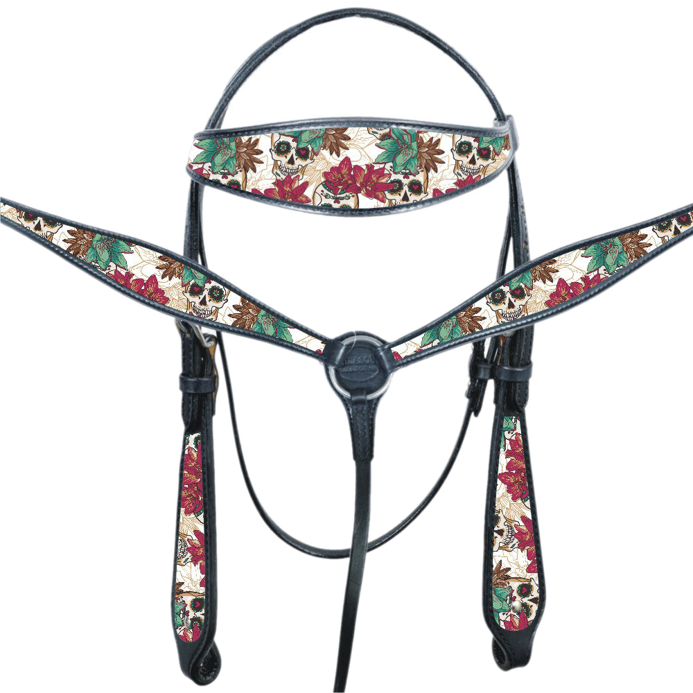 HILASON Western Horse Headstall Breast Collar Set American Leather | Tack for Horses