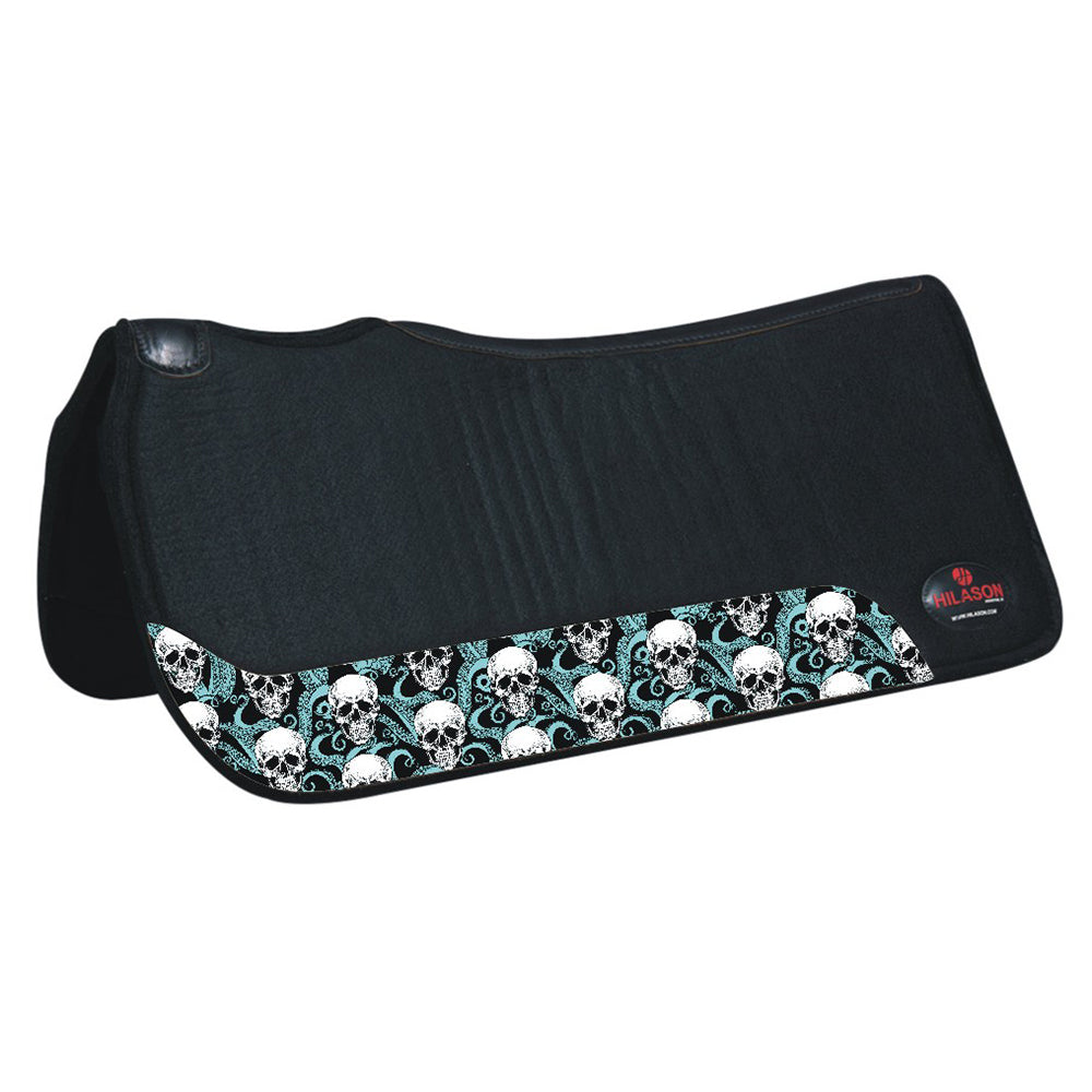 HILASON Western Wool Felt Horse Saddle Pad W/ Distressed Wear Leather | for Horses