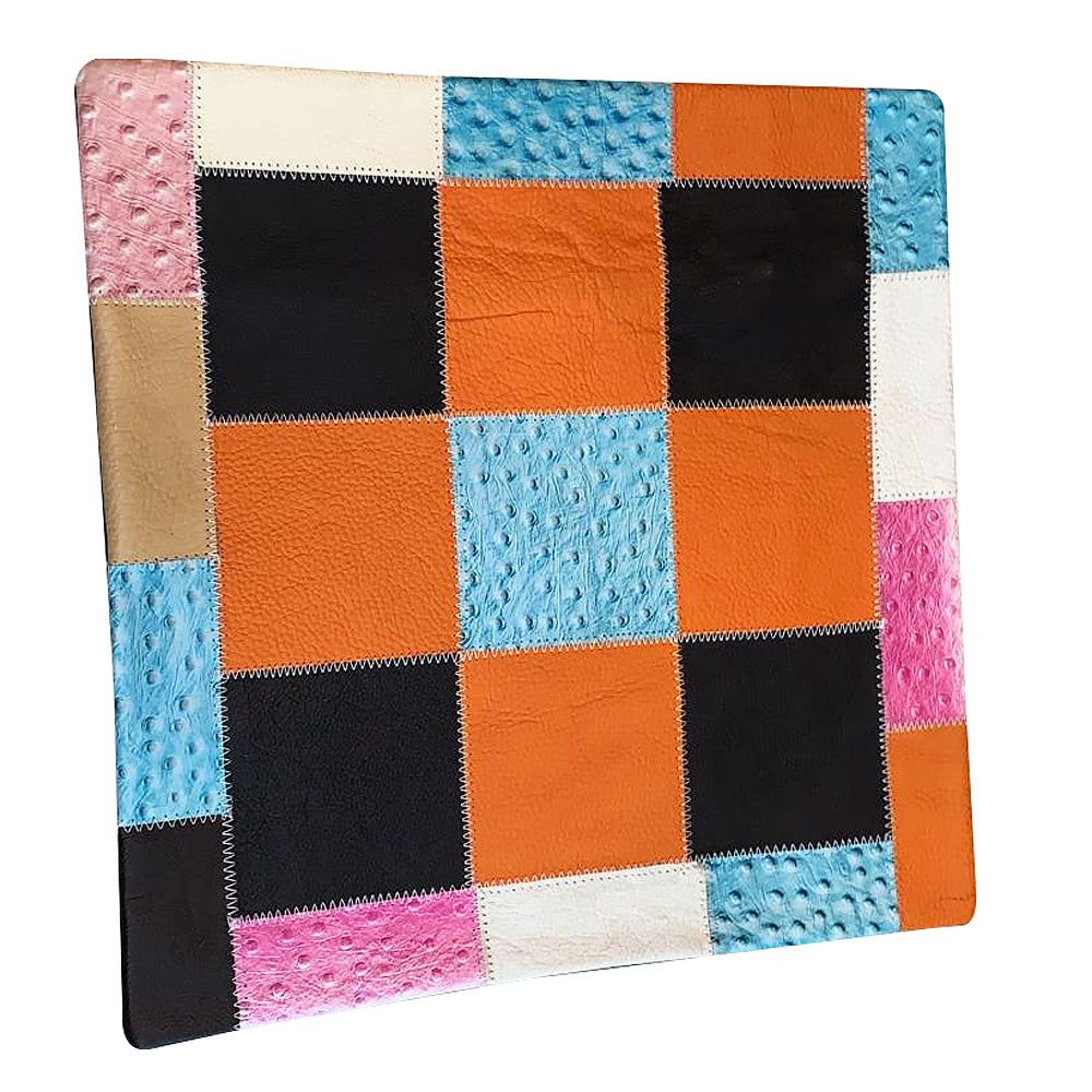 Cowhide Leather Patchwork Cushion Pillow Cover