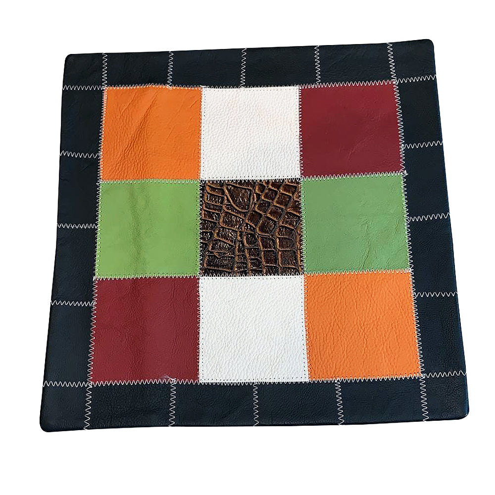 Cowhide Leather Patchwork Cushion Pillow Cover