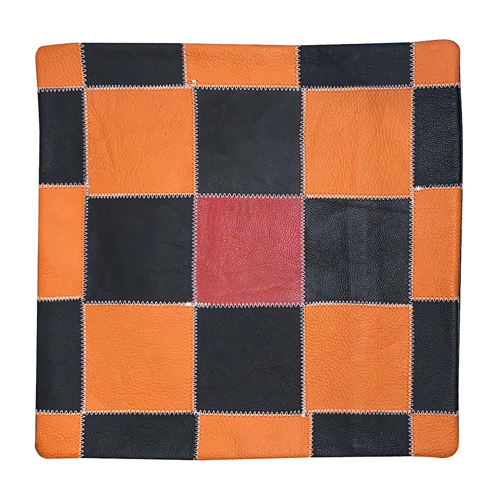 Cowhide Leather Patchwork Cushion Pillow Cover
