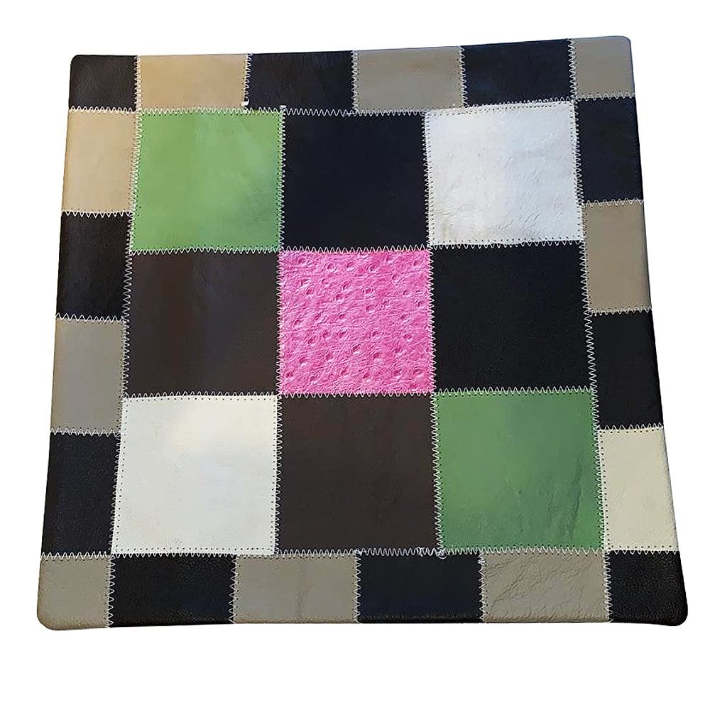 Cowhide Leather Patchwork Cushion Pillow Cover