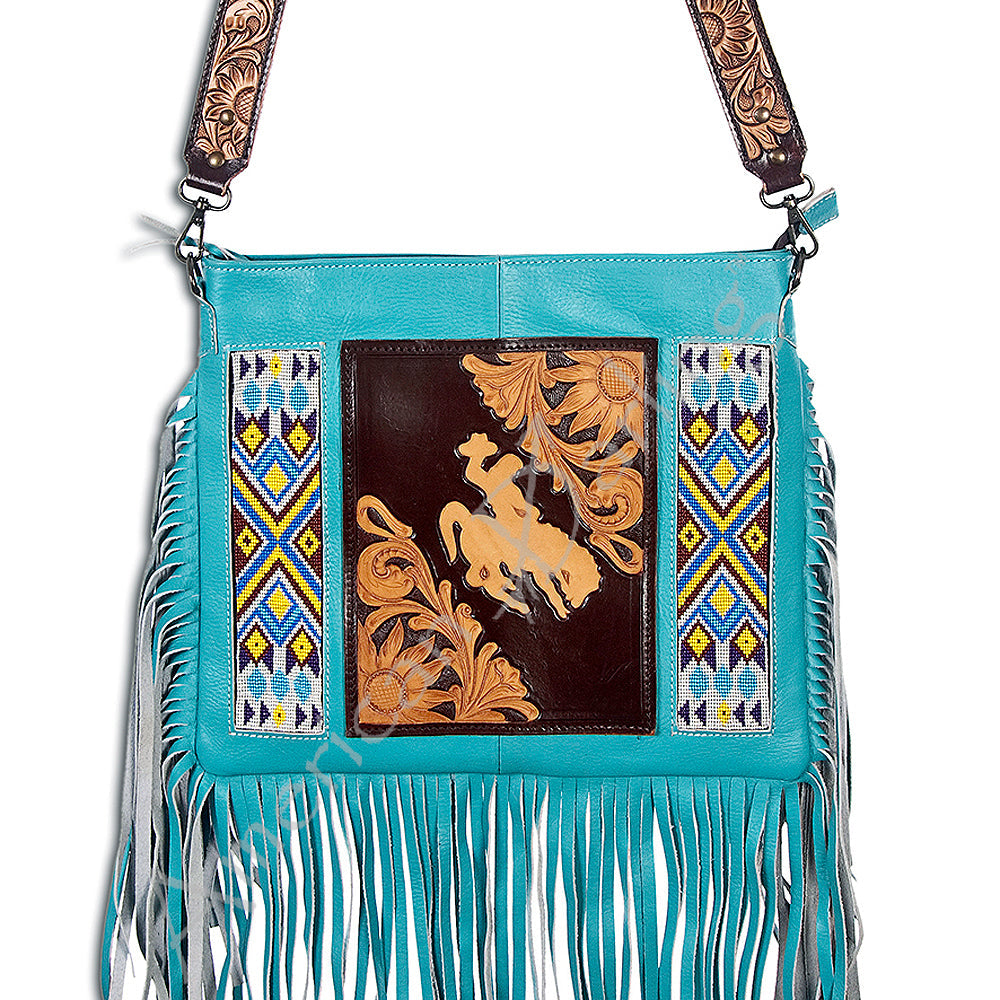 American Darling ADBG457 Hand Tooled Genuine Leather Women Bag Western Handbag Purse