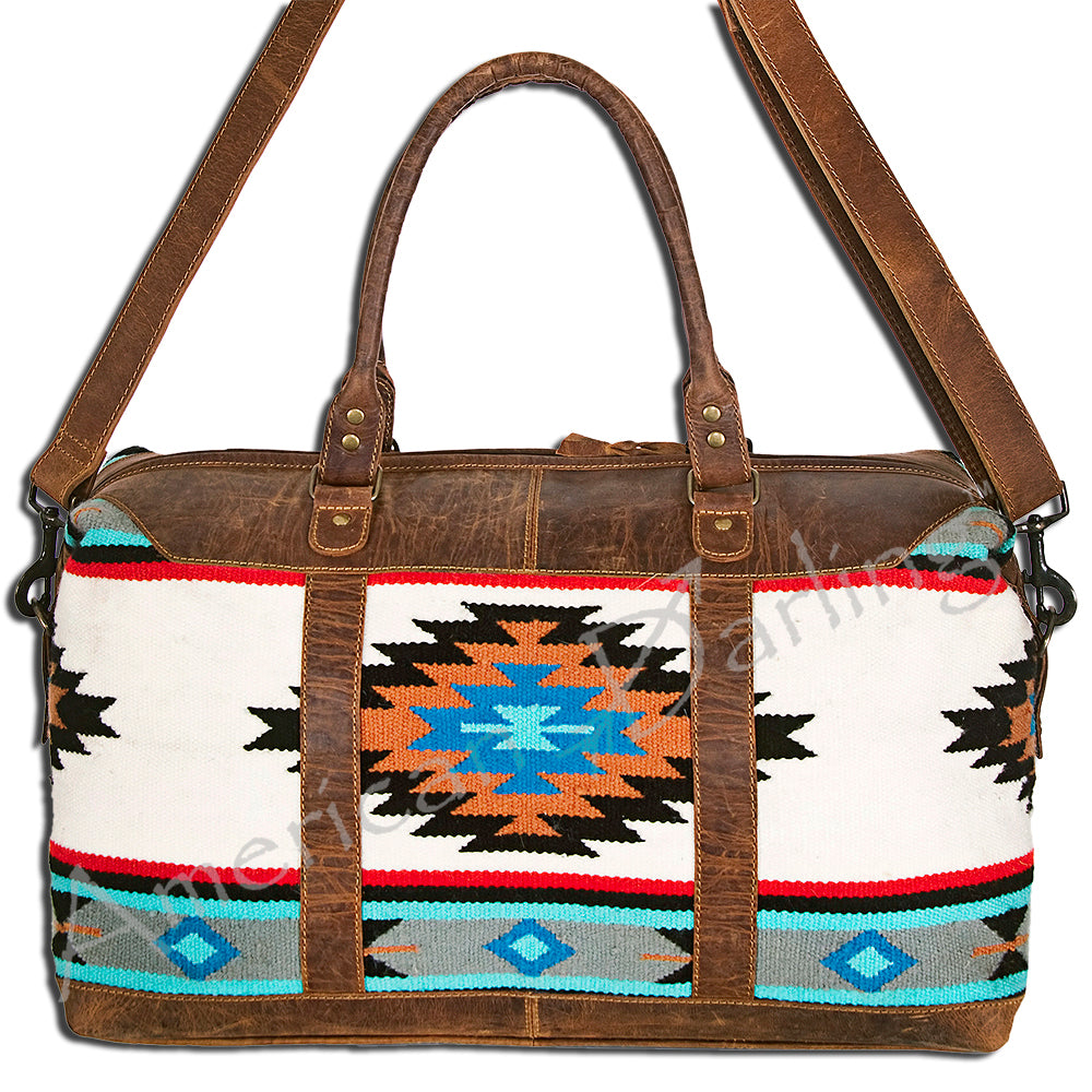 American Darling Duffel Saddle Blanket Genuine Leather Western Women Bag | Handbag Duffle Weekend