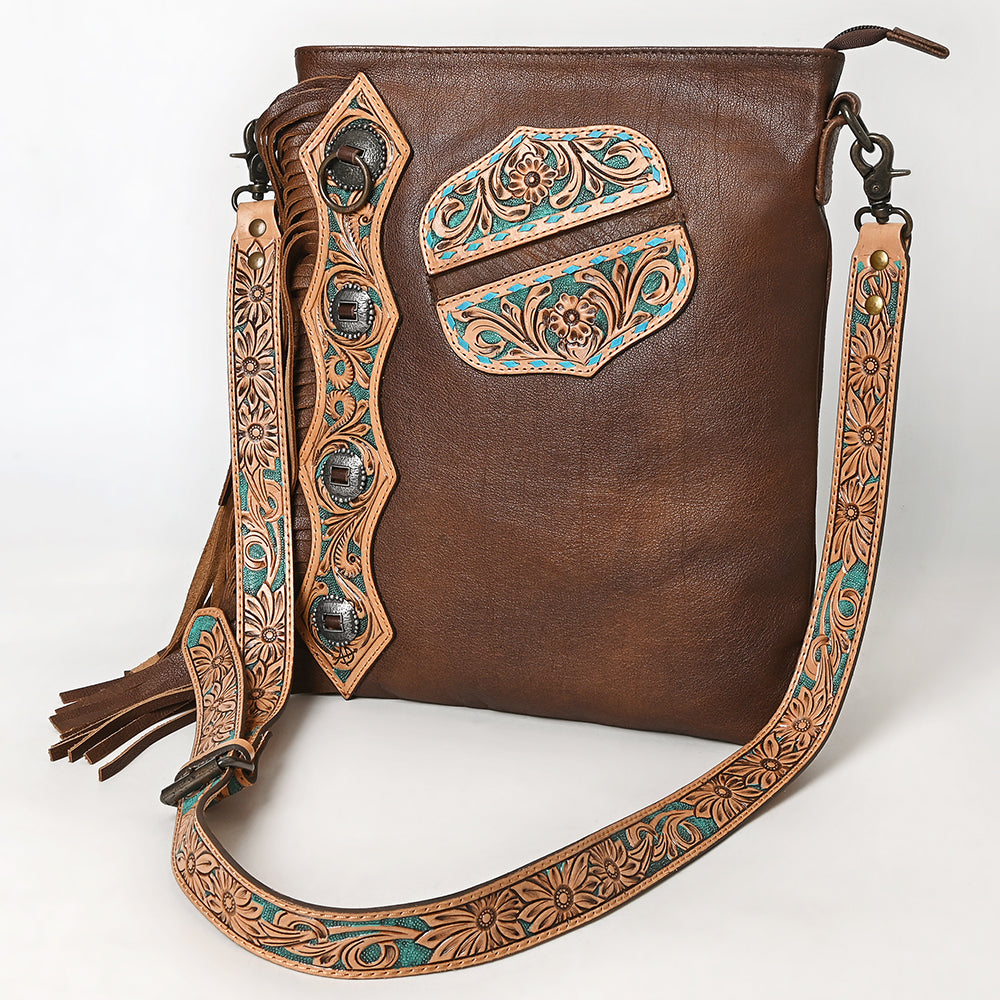 American Darling Women's Chaps Bag Western Hand Tooled Genuine Leather Handbag and Ladies Purse