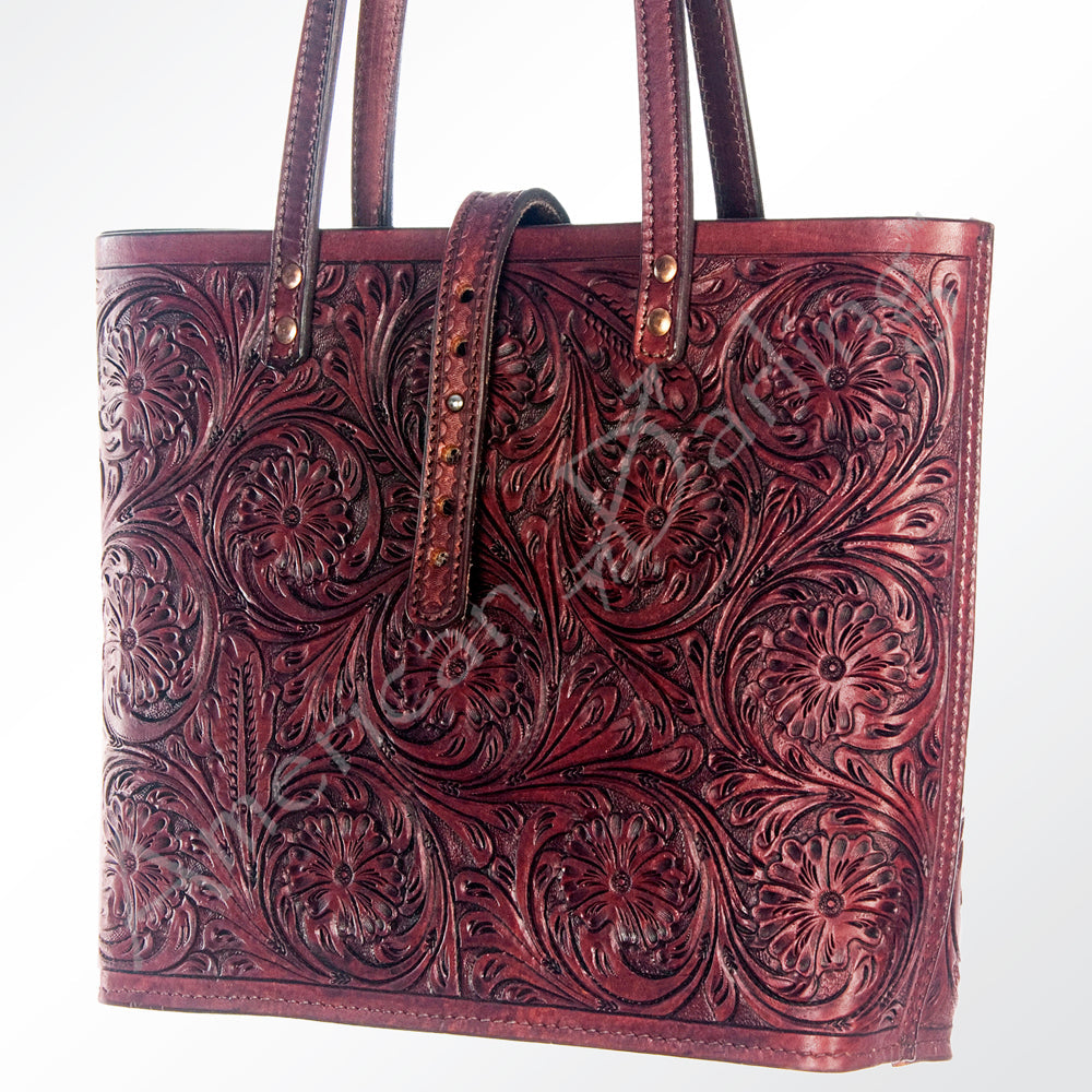 American Darling ADBG477BR Tote Hand Tooled Genuine Leather Women Bag Western Handbag Purse