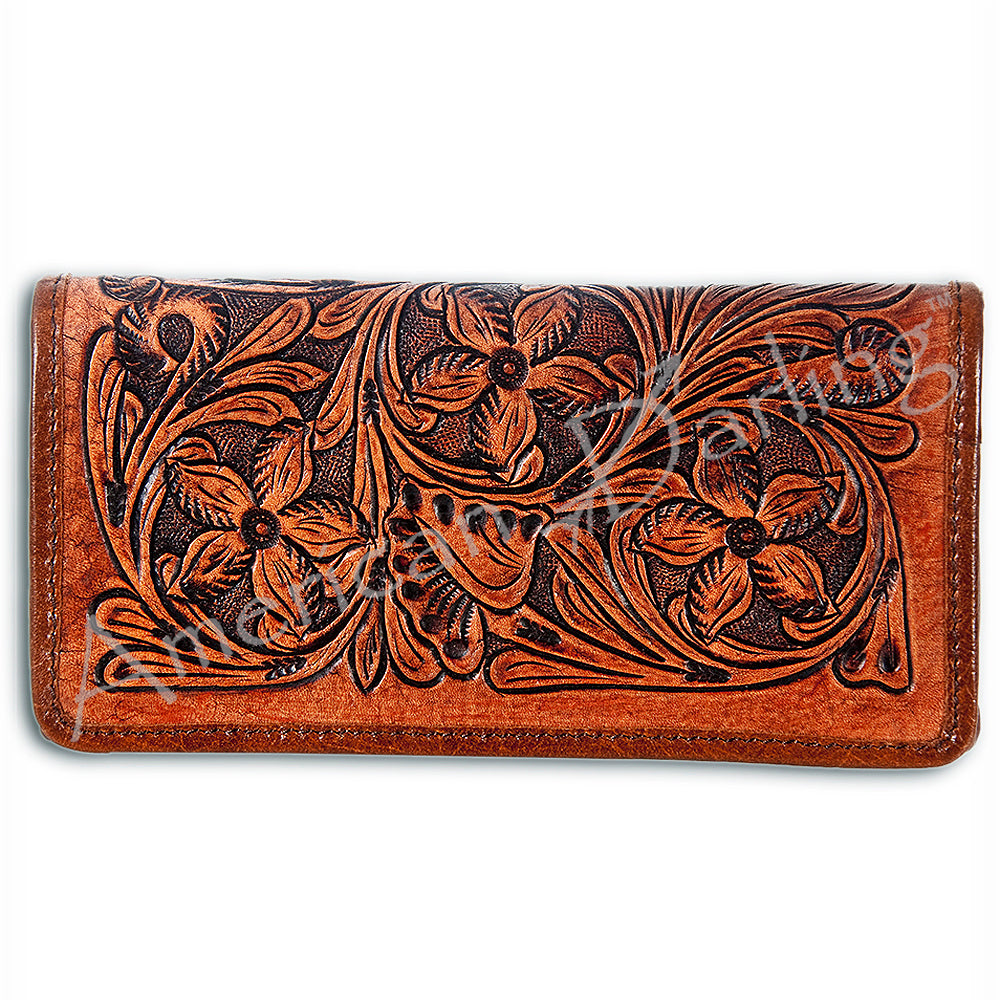 American Darling Wallet Hand Tooled Hair On Genuine Leather Western Women Bag | Handbag Purse Wristlet Travel Clutch
