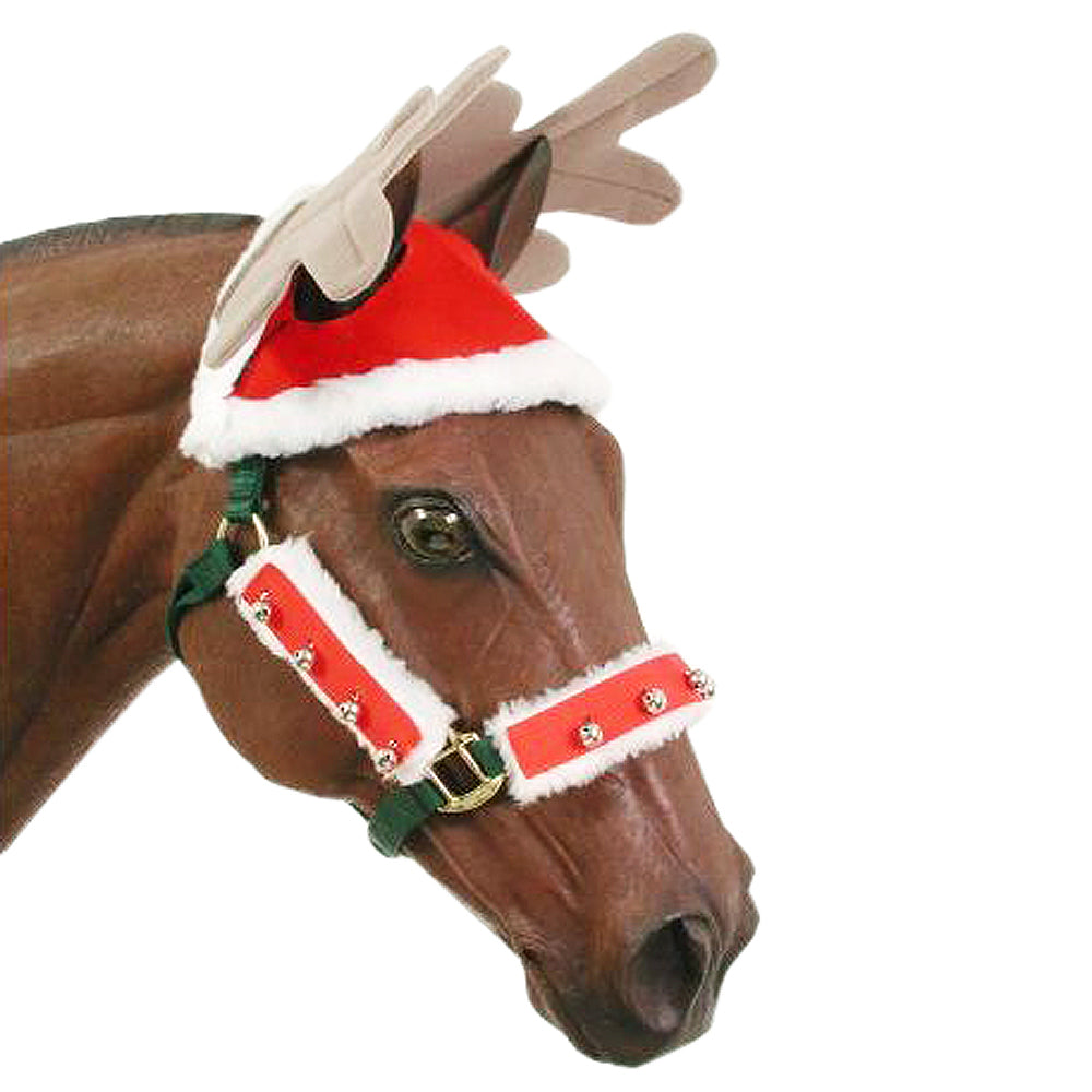 Tough 1 Double Ear Holiday Horse Reindeer Hat