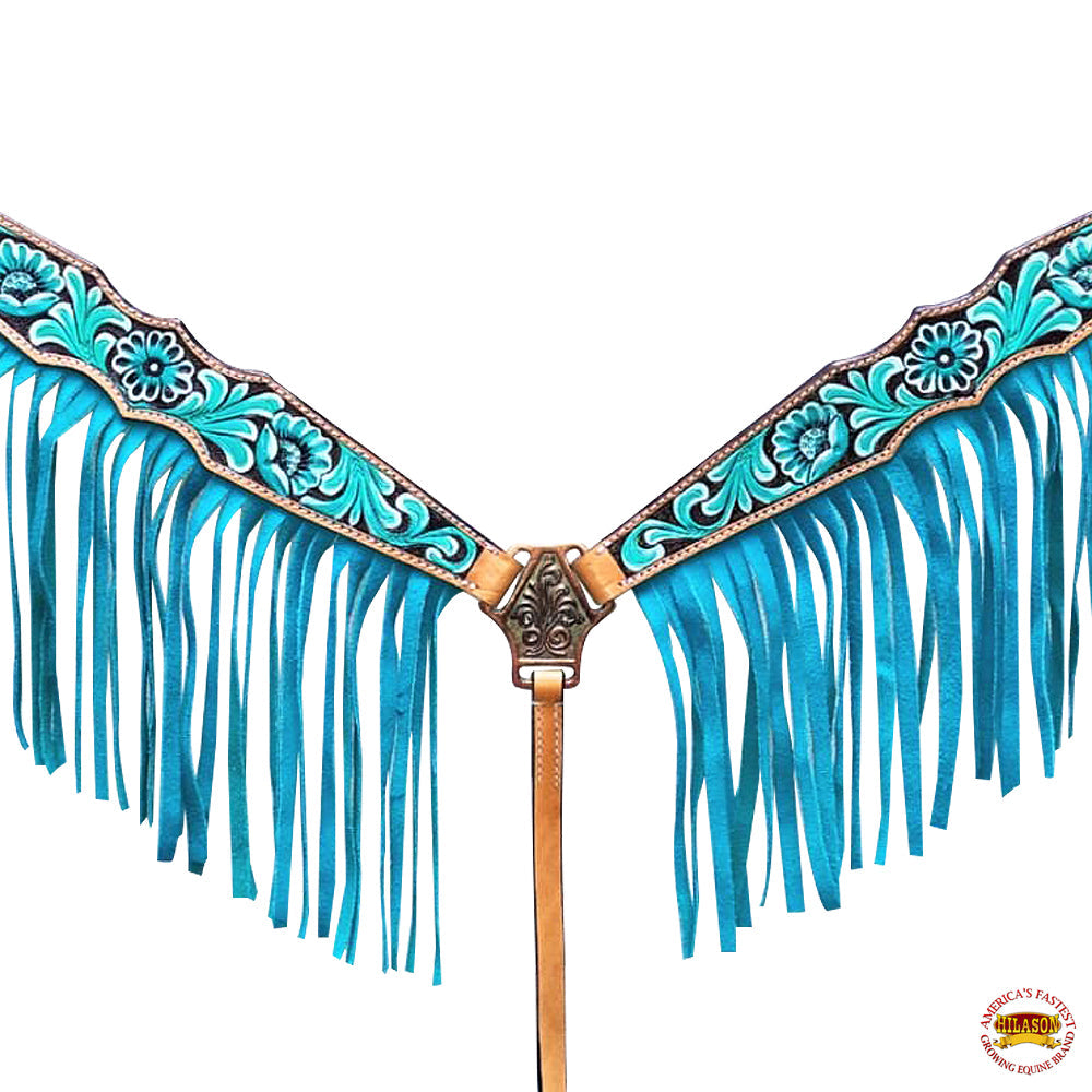 Western Horse Tack Set American Leather Hand Carved Turquoise