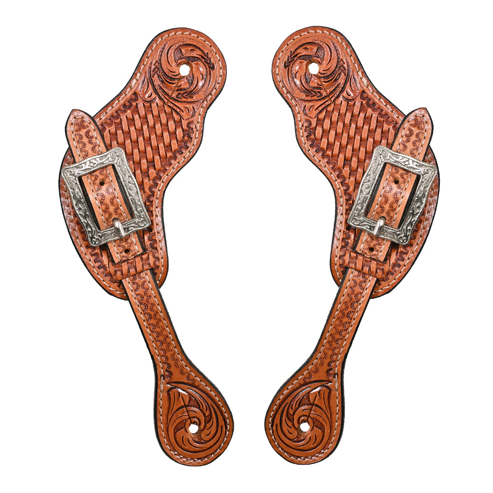 HILASON Hand-Tooled Leather Spur Straps for Men & Women – Western Design, Adjustable Fit
